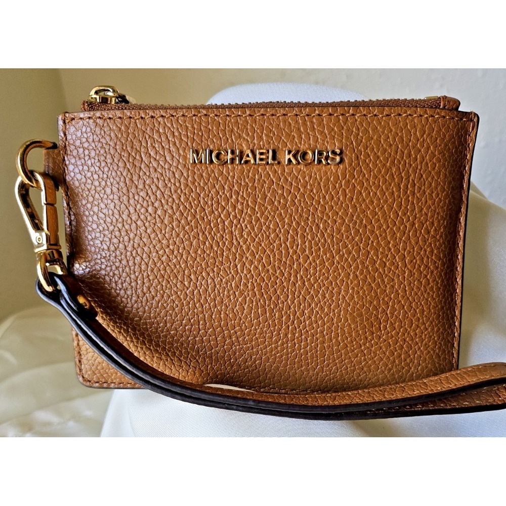 MICHAEL KORS Tan Leather Wristlet Wallet